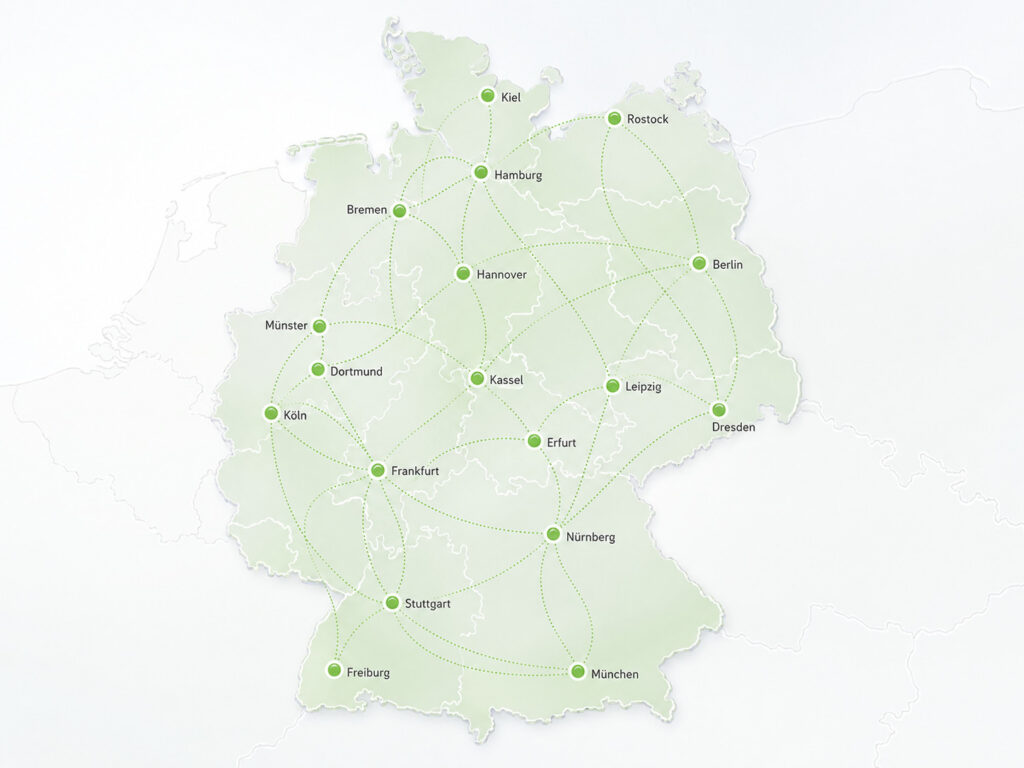 Deutschlandkarte mit Partnernetzwerk